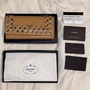 PRADA wallet purse enamel leather pink beige Bijoux Authentic